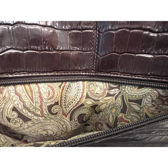 MAXX NEW YORK Designer Women's VTG Burgundy Red Croc Leather Shoulder Handbag - Picture 9 of 11